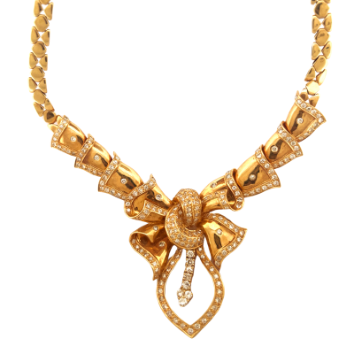 Royalty Necklace 43cm Brilliant in Vintage 18K Yellow Gold with Diamonds