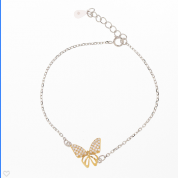 Silver Butterfly Bracelet with Zirconias