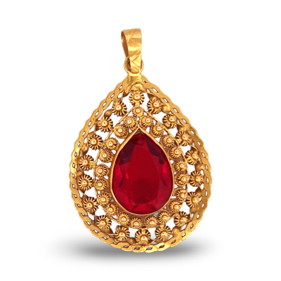 Teardrop Medallion with Red...