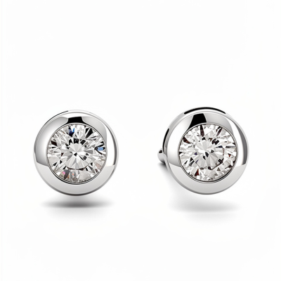 Bezel Solitaire Earrings in...