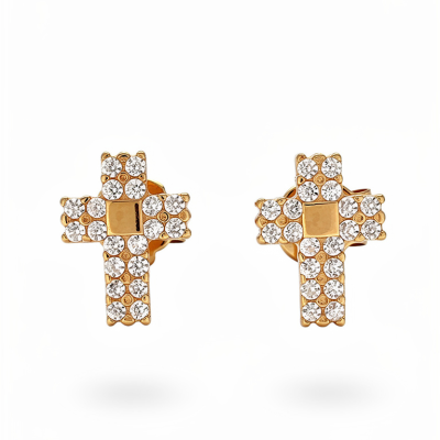 Cross Earrings in 9K Yellow...