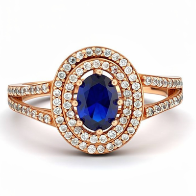 Oval Blue Stone Ring in 19K...