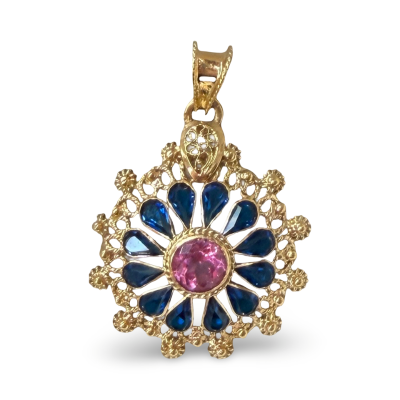 Medalha Floral com Pedras...