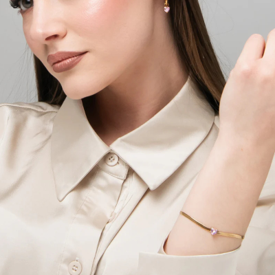 pulseira-aço-coração-rosa