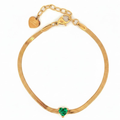 pulseira-aço-coração-verde