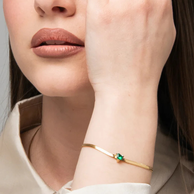 pulseira-aço-coração-verde