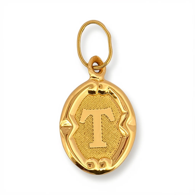 Oval Initial T Pendant in...