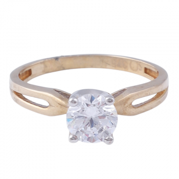 9K Gold Solitaire 4-Dart Open Ring