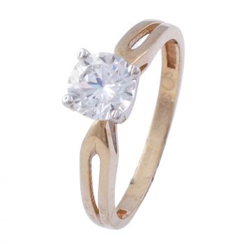 9K Gold Solitaire 4-Dart Open Ring