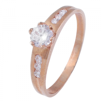 9K Gold Solitaire Ring with 6 Zirconias