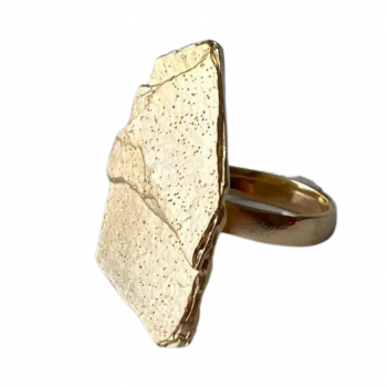 Golden Hammered Silver Ring