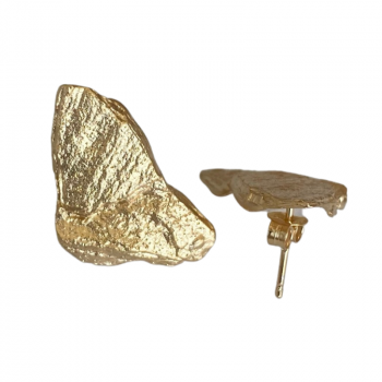 10mm Golden Silver Pebble Earrings