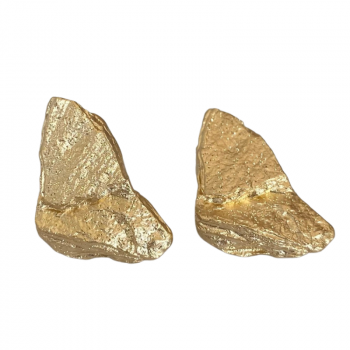 10mm Golden Silver Pebble Earrings