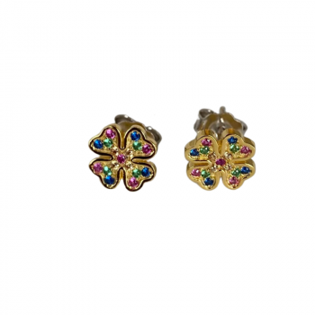 3mm Gold Plated Silver Coloured Clover Earring