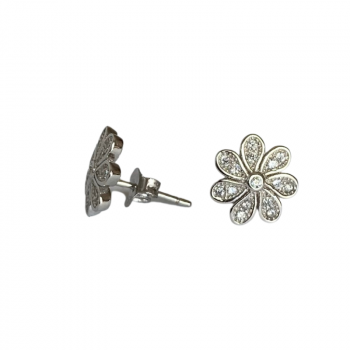 3mm Silver Zirconia Flower Earring
