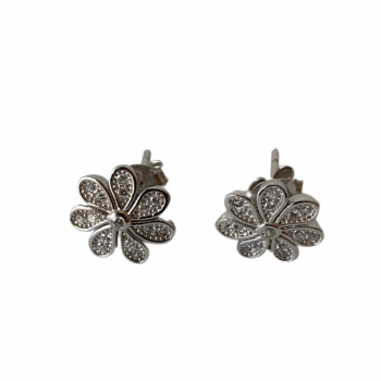 3mm Silver Zirconia Flower Earring