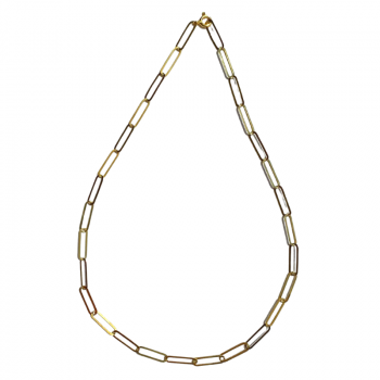 Golden Silver Chocker Necklace with Rectangular Links