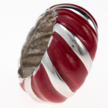 Red Enamelled 925 Silver Ring