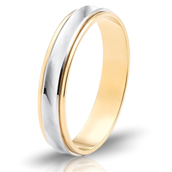 19.2K Yellow Gold 4mm Almond Bicolour Wedding Ring
