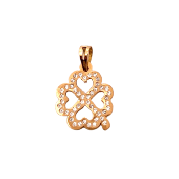 Lucky Clover Pendant in 19K Yellow Gold with Zirconias