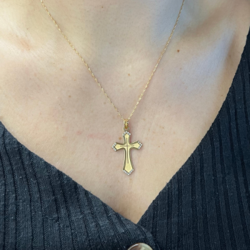 19K Yellow Gold Cross with...
