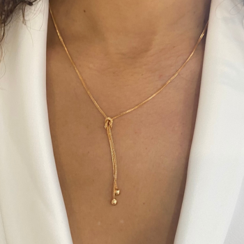19K Yellow Gold Bow Necklace