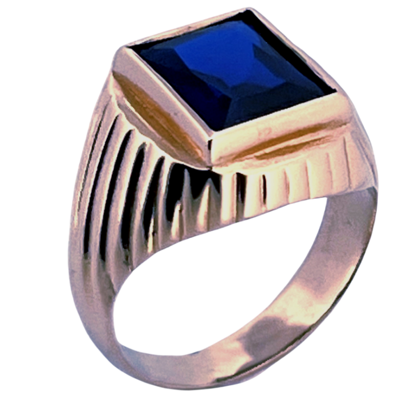 anel pedra azul ouro