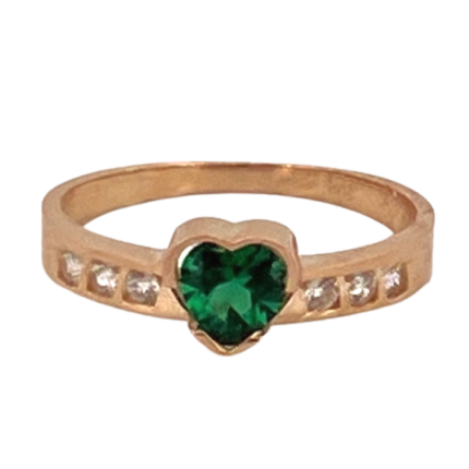 anel coração verde