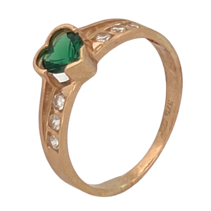 anel coração verde