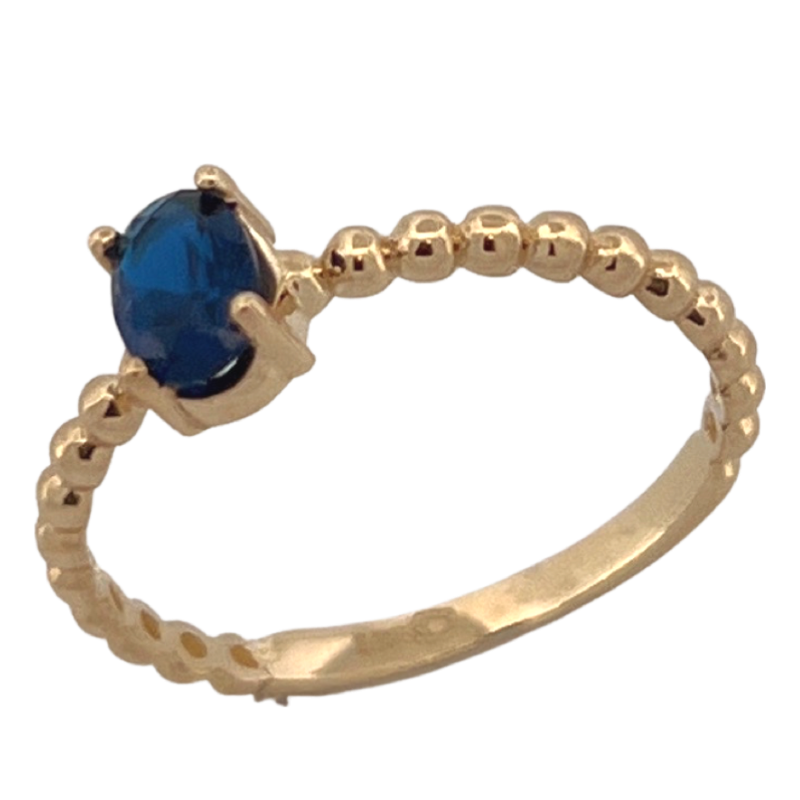anel pedra azul ouro