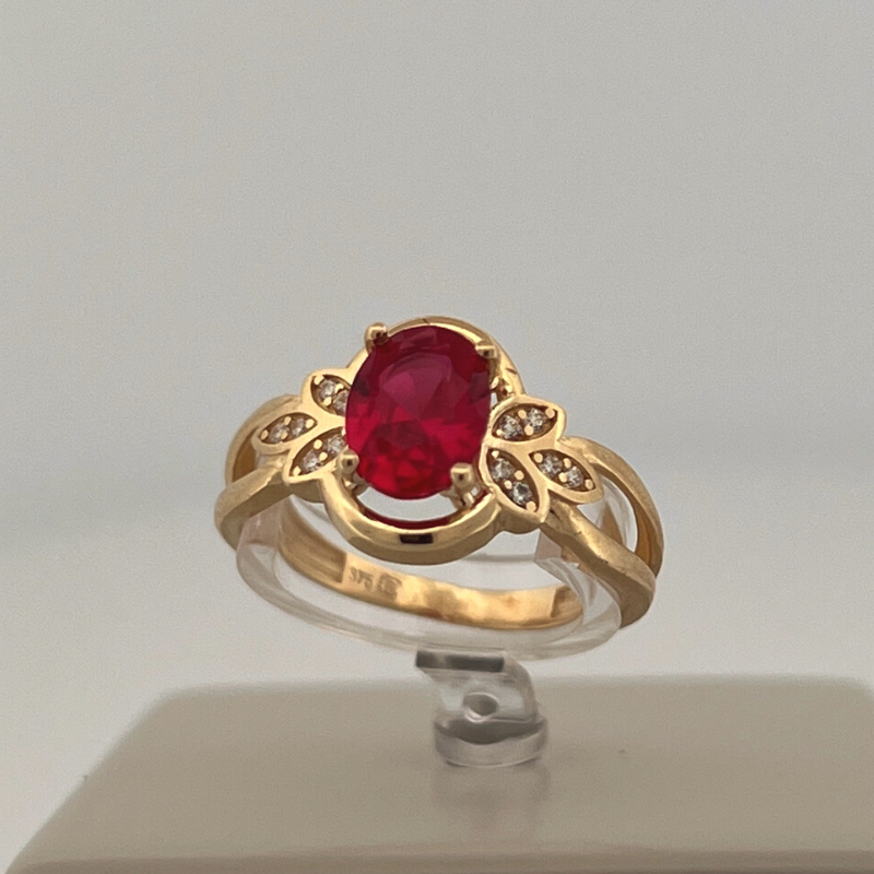 anel pedra rosa oval