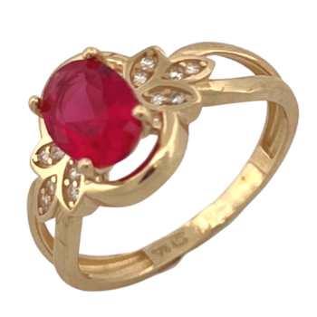9K Yellow Gold Oval Pink...
