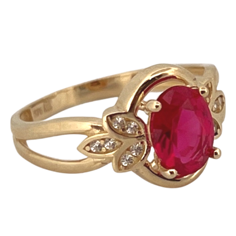 anel pedra rosa oval