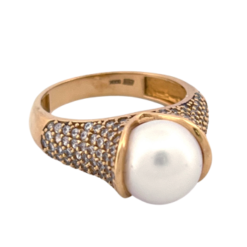 Vintage 19K Yellow Gold Pearl Ring