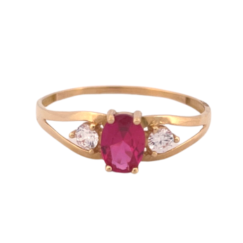 Infinity Ring Pink Stone in 19K Yellow Gold Zirconias