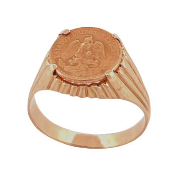 19.2ct Yellow Gold Ring with 2 Mexican Pesos Coin