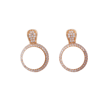 Pearls Earrings 20mm 19K Yellow Gold Zirconias