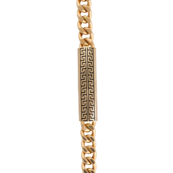 19K Gold Tribal Plate Bracelet 10mm Zirconia Chain
