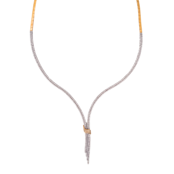 19K White Yellow Gold Bicolour Necklace Omega Zirconia Chain