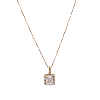 9K Yellow Gold Zirconia Point of Light Necklace