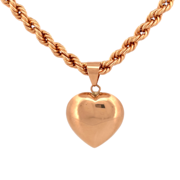 Large Heart Medal 30mm Hollow 19K Yellow Gold