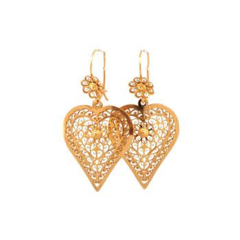 9K Yellow Gold Heart Earrings