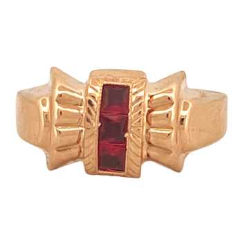 19K Yellow Gold Red Fan Ring
