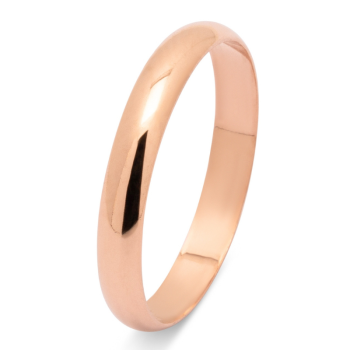 9K Gold Almond-shaped Half Cane Wedding Ring 3mm