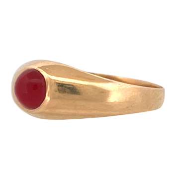 19K Yellow Gold Red Crown Ring