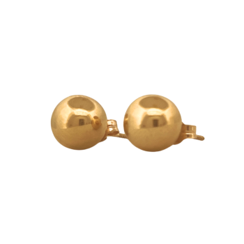 9mm 9K Yellow Gold Flat Ball Earrings