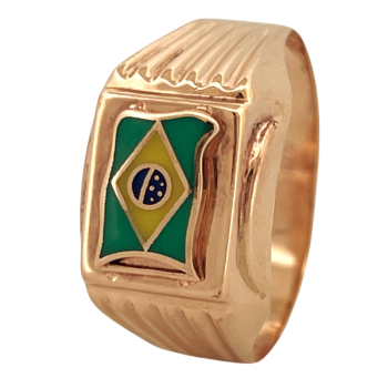 Brazil Flag Ring 9K Yellow...