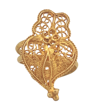 Viana Heart Ring 25 mm Filigree 925 Gold Plated Silver