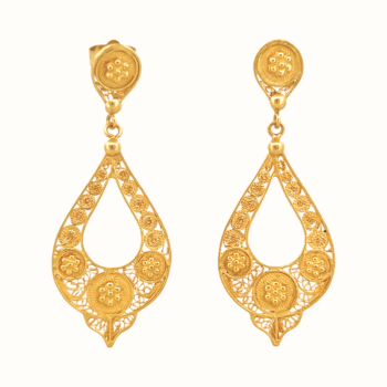 40mm Drop Earrings 19K Yellow Gold in Filigree