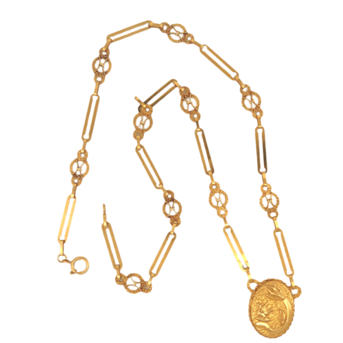 Mito Necklace 54,5cm with 19K Yellow Gold Medal